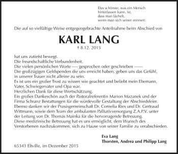 Traueranzeige von Karl Lang von  Wiesbaden komplett