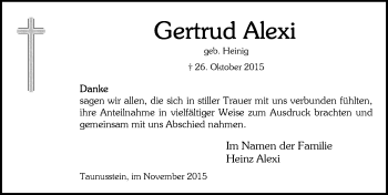 Traueranzeige von Gertrud Alexi von  Wiesbaden komplett