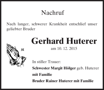 Traueranzeige von Gerhard Huterer von  Idsteiner Zeitung