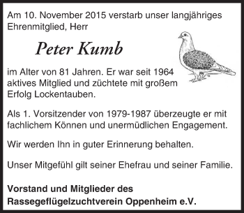 Traueranzeige von Peter Kumb von  Landskrone