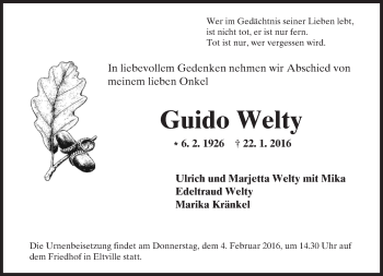 Traueranzeige von Guido Welty von  Wiesbaden komplett