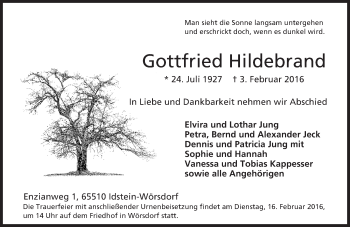 Traueranzeige von Gottfried Hildebrand von  Idsteiner Zeitung