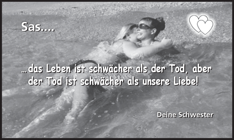  Traueranzeige für Saskia Schnarr vom 30.01.2016 aus  Kreisanzeiger