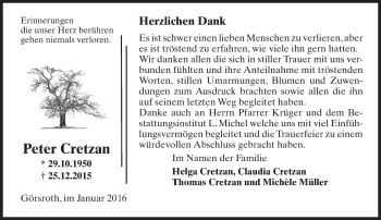 Traueranzeige von Peter Cretzan von  Idsteiner Zeitung