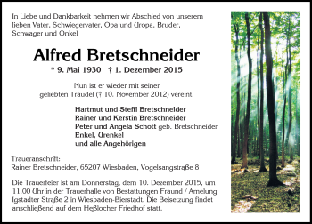 Traueranzeige von Alfred Bretschneider von  Wiesbaden komplett