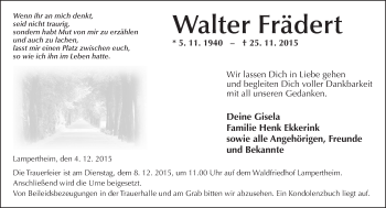 Traueranzeige von Walter Frädert von  Bürstädter Zeitung