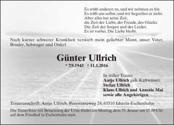 Traueranzeige von Günter Ullrich von  Wiesbaden komplett