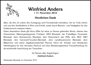 Traueranzeige von Winfried Anders von  Wiesbaden komplett