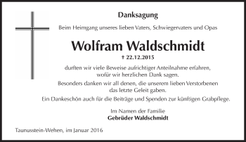 Traueranzeige von Wolfram Waldschmidt von  Wiesbaden komplett