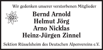 Traueranzeige von In Gedenken  von  Mainspitze