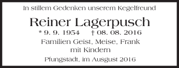 Traueranzeige von Reiner Lagerpusch von Trauerportal Echo Online