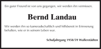 Traueranzeige von Bernd Landau von Darmstädter Echo