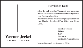 Traueranzeige von Werner Jeckel von Trauerportal Rhein Main Presse