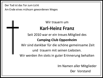 Traueranzeige von Karl-Heinz Franz von Trauerportal Rhein Main Presse