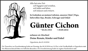 Traueranzeige von Günter Cichon von Trauerportal Rhein Main Presse