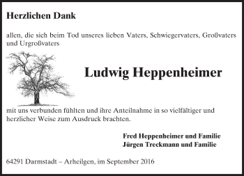 Traueranzeige von Ludwig Heppenheimer von Trauerportal Echo Online
