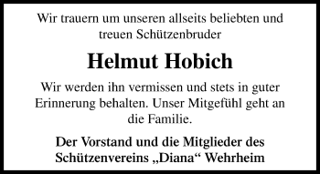 Traueranzeige von Helmut Hobich von  Usinger Anzeiger