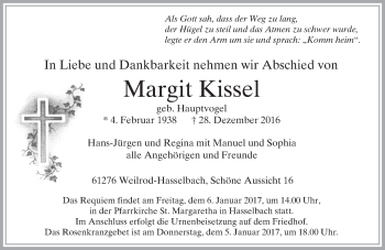 Traueranzeige von Margit Kissel von  Camberger Anzeiger