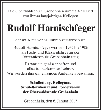 Traueranzeige von Rudolf Harnischfeger von VRM Trauer