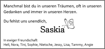 Traueranzeige von Saskia Schnarr von  Kreisanzeiger