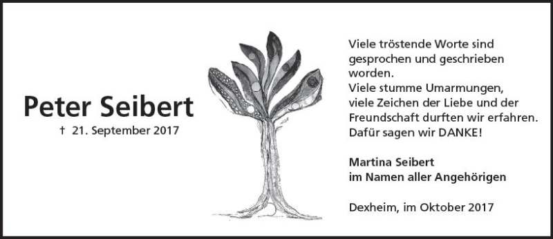  Traueranzeige für Peter Seibert vom 28.10.2017 aus Trauerportal Rhein Main Presse