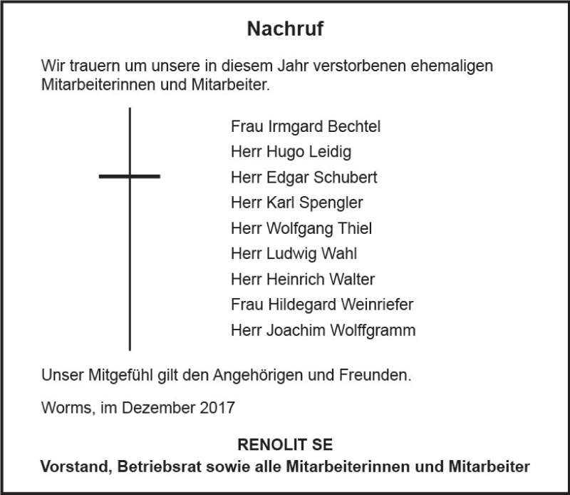  Traueranzeige für Hildegard Weinriefer vom 16.12.2017 aus Trauerportal Rhein Main Presse