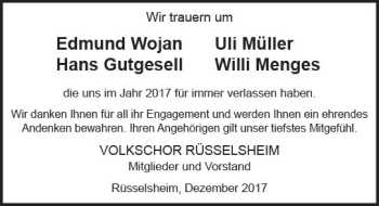 Traueranzeige von Uli Müller von Trauerportal Rhein Main Presse