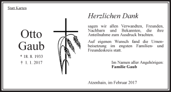 Traueranzeige von Otto Gaub von VRM Trauer