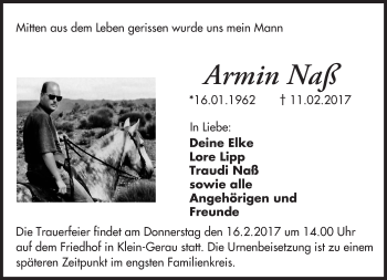 Traueranzeige von Armin Naß von Trauerportal Echo Online