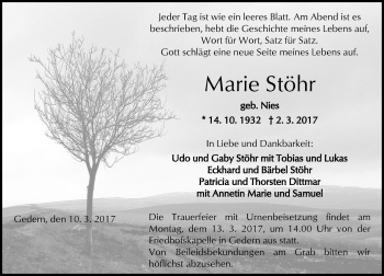 Traueranzeige von Marie Stöhr von  Kreisanzeiger