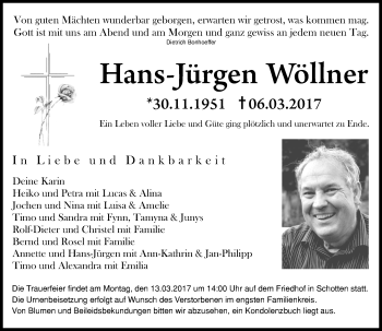 Traueranzeige von Hans-Jürgen Wöllner von  Kreisanzeiger