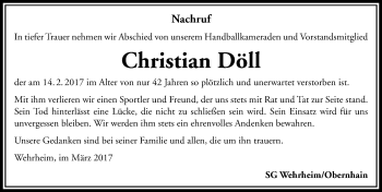 Traueranzeige von Christian Döll von  Usinger Anzeiger