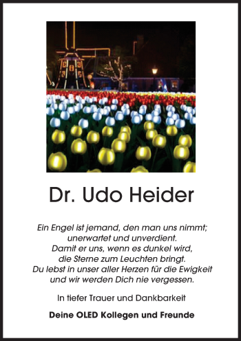 Traueranzeige von Udo Heider von Trauerportal Echo Online