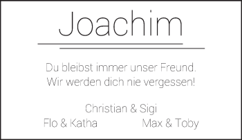 Traueranzeige von Joachim  von  Kreisanzeiger