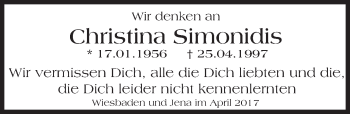 Traueranzeige von Christina Simonidis von Trauerportal Rhein Main Presse