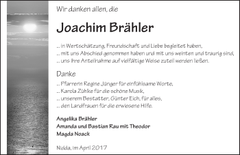Traueranzeige von Joachim Brähler von  Kreisanzeiger
