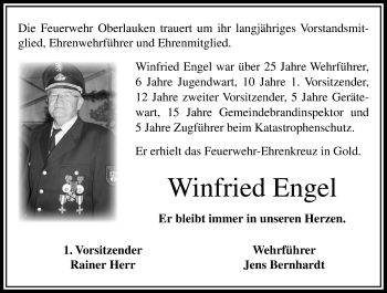 Traueranzeige von Winfried Engel von  Usinger Anzeiger