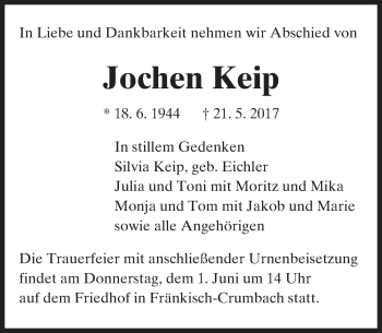 Traueranzeige von Jochen Keip von Trauerportal Echo Online