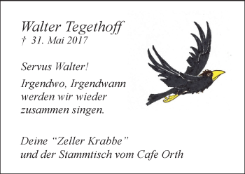 Traueranzeige von Walter Tegethoff von Trauerportal Echo Online