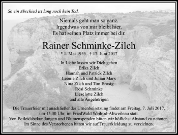 Traueranzeige von Rainer Schminke-Zilch von  Usinger Anzeiger