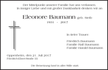 Traueranzeige von Eleonore Baumann von Trauerportal Rhein Main Presse