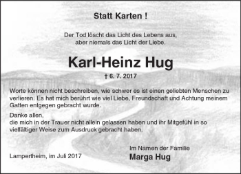Traueranzeige von Karl-Heinz Hug von Trauerportal Echo Online