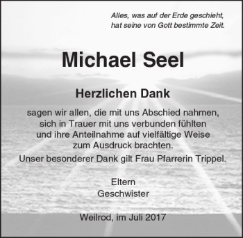 Traueranzeige von Michael Seel von  Usinger Anzeiger