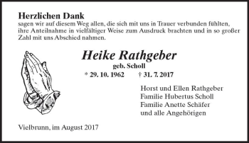 Traueranzeige von Heike Rathgeber von Trauerportal Echo Online