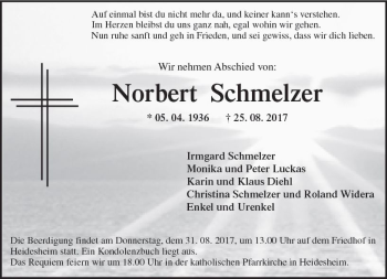 Traueranzeige von Norbert Schmelzer von Trauerportal Rhein Main Presse