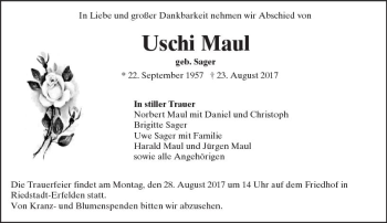 Traueranzeige von Uschi Maul von Trauerportal Echo Online