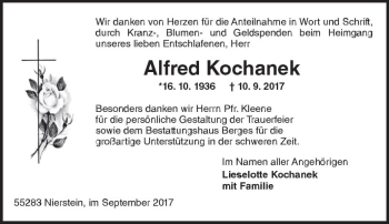 Traueranzeige von Alfred Kochanek von Trauerportal Rhein Main Presse