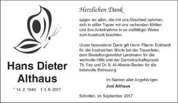 Traueranzeige von Hans Dieter von  Kreisanzeiger