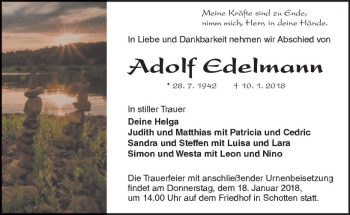 Traueranzeige von Adolf Edelmann von  Kreisanzeiger