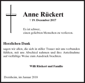 Traueranzeige von Anne Rückert von Trauerportal Rhein Main Presse